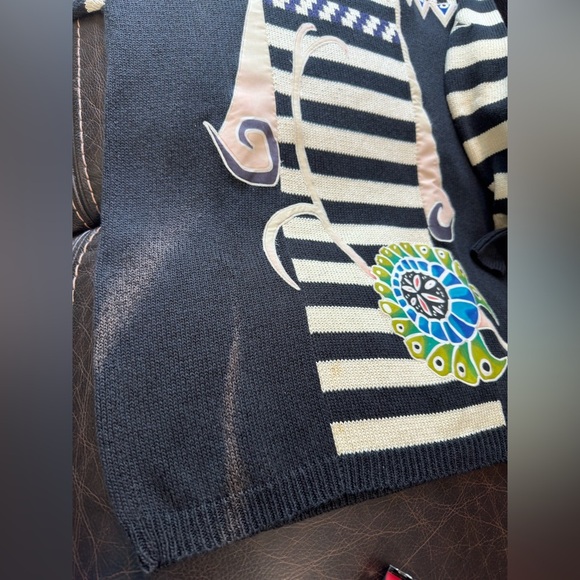 Vintage K. Riley 80s/90s Abstract Art Sweater – Bold Striped Knit –SzM/L
– Rare - Picture 3 of 7